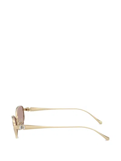 Swarovski Rectangle-frame Sunglasses In Gold