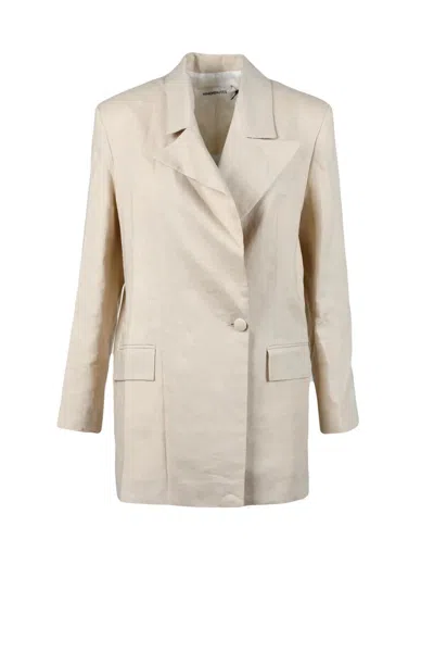 Nine Minutes Polyester Viscose Elastane Jacket - Beige In Neutral