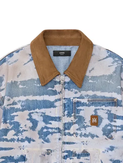 Amiri Bleached Work Denim Jacket In Blue