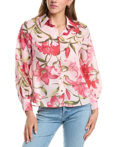Colette Rose Button Front Top In Pattern