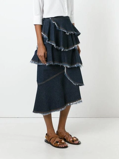 Shop Antonio Marras Layered Denim Skirt