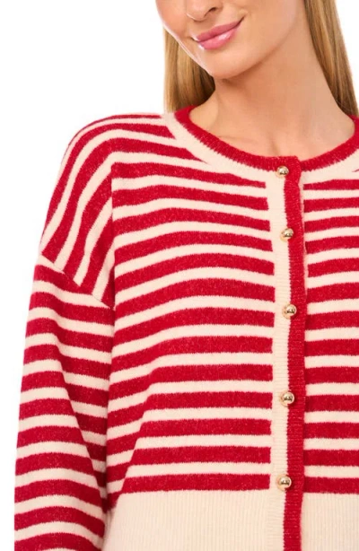 Cece Stripe Cardigan In Red