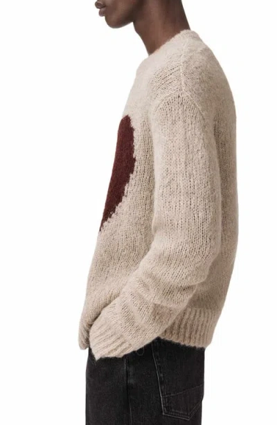 Allsaints Broken-heart Sweater In Brown