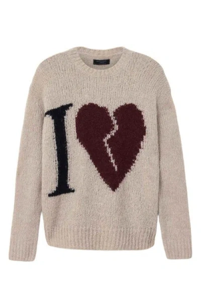Allsaints Broken-heart Sweater In Brown
