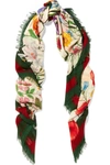 GUCCI Printed wool and silk-blend scarf