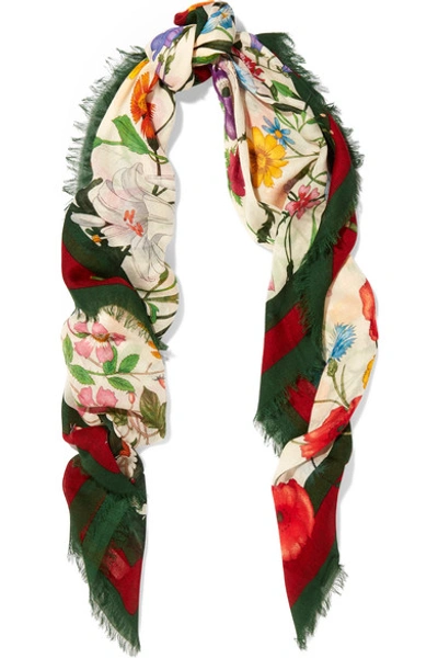 Shop Gucci Printed Wool And Silk-blend Scarf