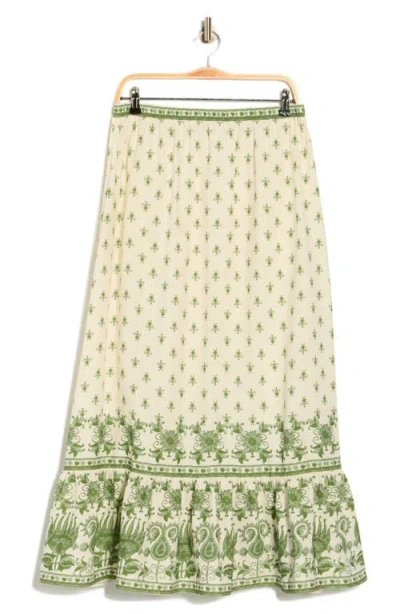 Max Studio Border Print Pull-on Maxi Skirt In Neutral