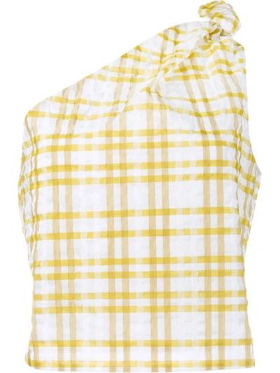 Shop Rosie Assoulin Checked On Shoulder Top In Yellow