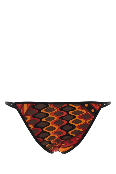 Pucci Printed Stretch Nylon Bikini Bottom In Black