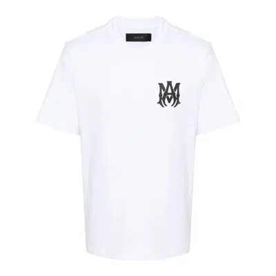 Amiri White Crewneck T-shirt With Logo Print On The Front And Logo Lettering On The Rear In Cotton M In White