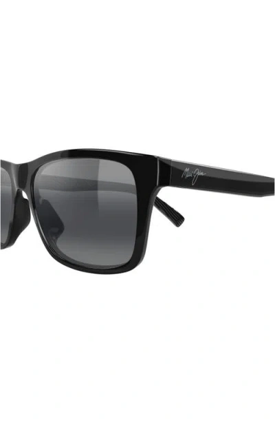 Maui Jim 57mm Polarizedplus2® Rectangular Sunglasses In Black