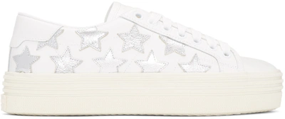Saint Laurent Signature Court Classic Sl/39 California Platform Sneakers In White/silver