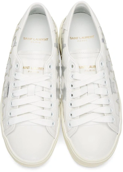 Shop Saint Laurent Off-white Court Classic Stars Platform Sneakers