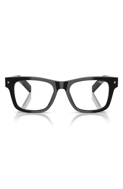 Prada 55mm Rectangular Blue Light Blocking Glasses In Black