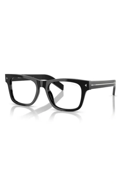 Prada 55mm Rectangular Blue Light Blocking Glasses In Black