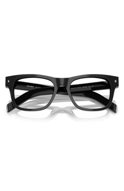 Prada 55mm Rectangular Blue Light Blocking Glasses In Black