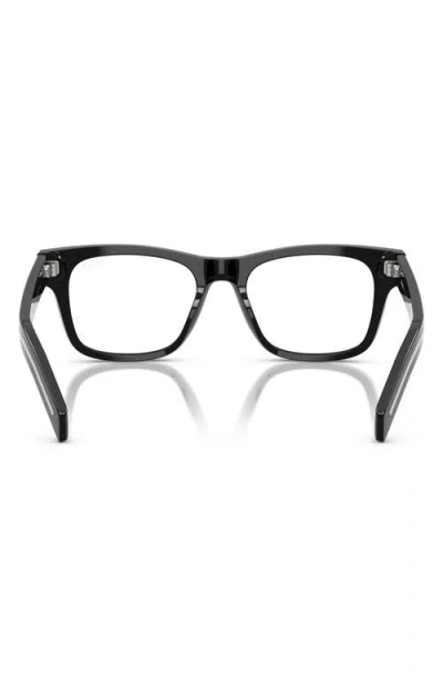 Prada 55mm Rectangular Blue Light Blocking Glasses In Black