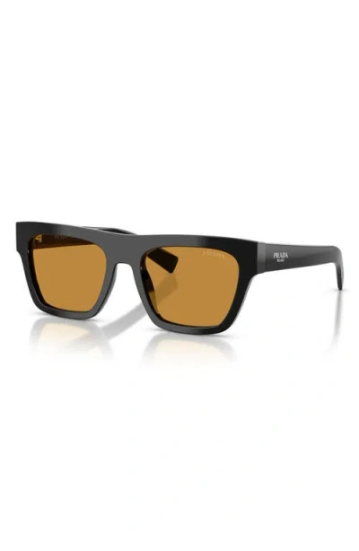 Prada 55mm Rectangular Sunglasses In Black