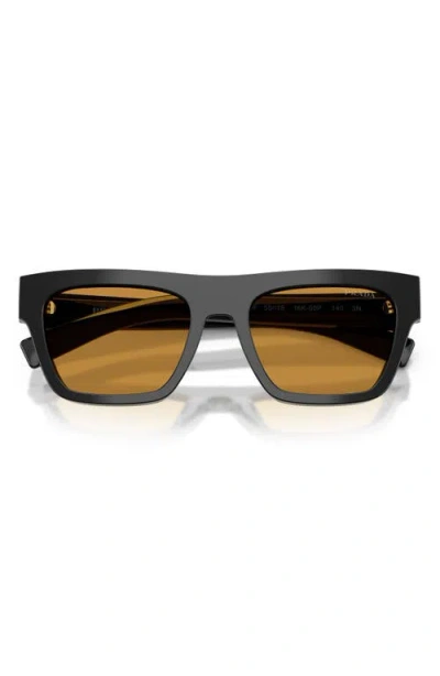 Prada 55mm Rectangular Sunglasses In Black