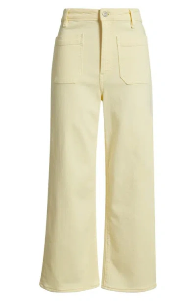 Frame The Anchor High Rise Wide Leg Ankle Jeans In Lemon In Green