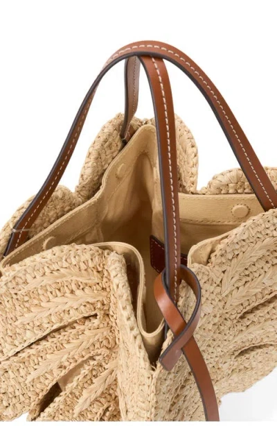 Staud Palm Leather-trimmed Raffia Top-handle Bag In Nude