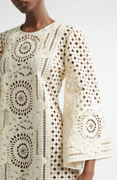 Zimmermann Indra Broderie Anglaise Cotton Mini Dress In Neutral