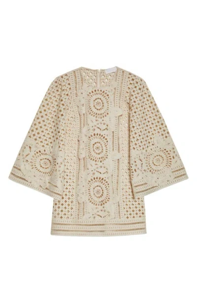 Zimmermann Indra Broderie Anglaise Cotton Mini Dress In Neutral