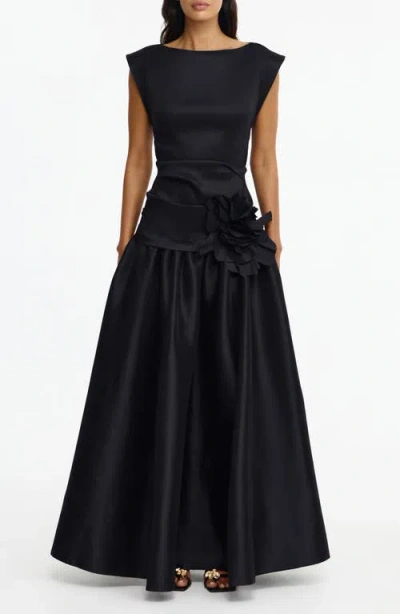 Acler Delph Flower-embellished Maxi Dress In Black