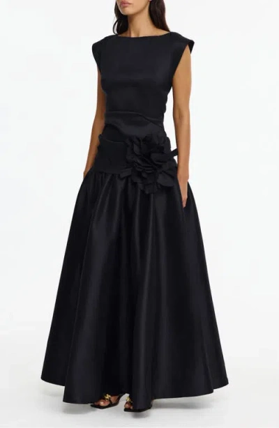 Acler Delph Flower-embellished Maxi Dress In Black