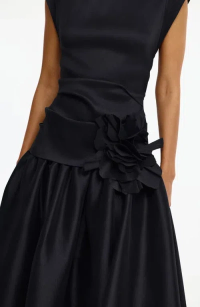 Acler Delph Flower-embellished Maxi Dress In Black