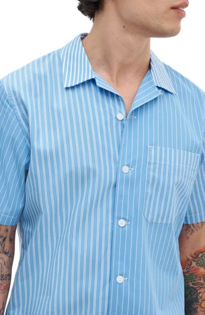 Rag & Bone Avery Stripe Camp Shirt In Blue