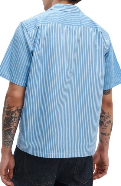 Rag & Bone Avery Stripe Camp Shirt In Blue
