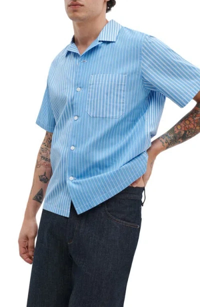 Rag & Bone Avery Stripe Camp Shirt In Blue