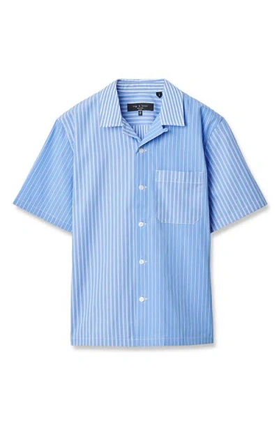 Rag & Bone Avery Stripe Camp Shirt In Blue