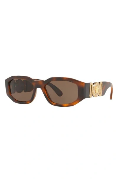 Versace Eyewear Rectangular Frame Sunglasses In Brown