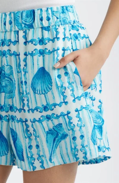 City Blues Print Pull-on Shorts In Blue