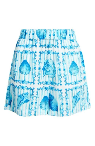 City Blues Print Pull-on Shorts In Blue