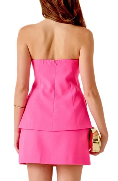 Marsy Strapless Button Top In Pink