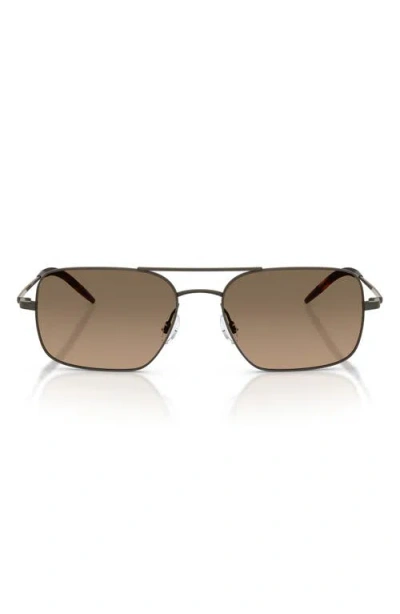 Oliver Peoples 55mm Victory Ii Polarized Rectangular Sunglasses In Brown