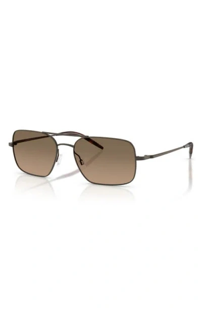 Oliver Peoples 55mm Victory Ii Polarized Rectangular Sunglasses In Brown