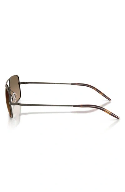 Oliver Peoples 55mm Victory Ii Polarized Rectangular Sunglasses In Brown