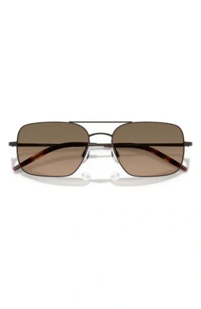 Oliver Peoples 55mm Victory Ii Polarized Rectangular Sunglasses In Brown