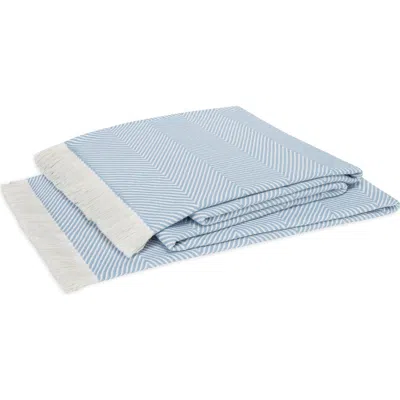 Matouk Leo Fringed Throw Blanket In Blue