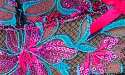 Mapalé Mapale Embroidered Sequin Mesh Chemise & G-string Set In Multi