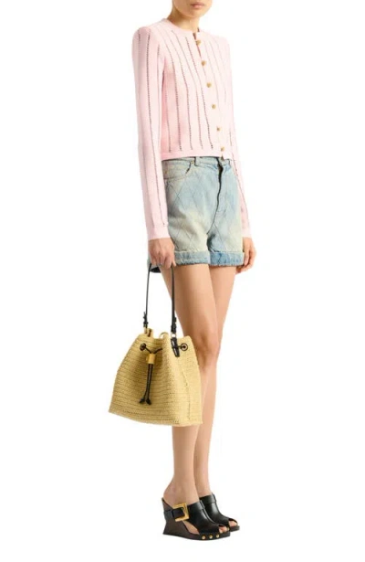 Balmain Pulse Crochet And Leather Backpack In Nude