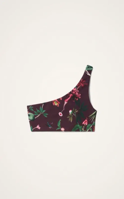 La Doublej Goddess One-shoulder Floral-print Bikini Top In Multi