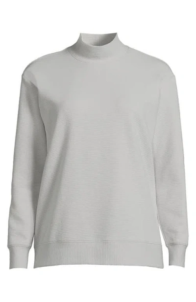 Lands' End Long Sleeve Ottoman Mock Pullover In Gray