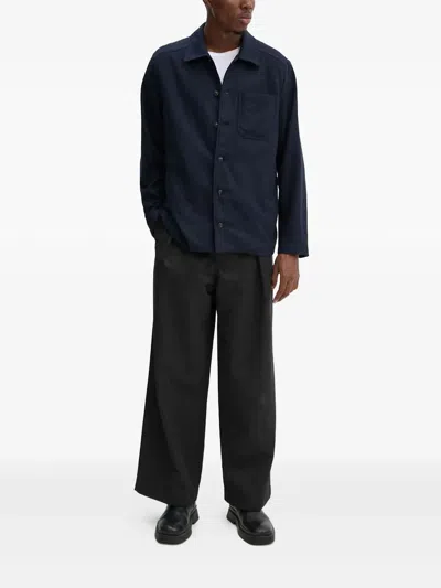 A.p.c. Button-fastening Patch-pocket Jacket In Blue