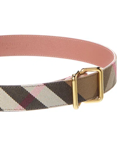 Burberry Check Canvas & Leather Belt In Multi
