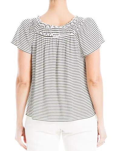 Max Studio Cap Sleeve Stripe Top In White